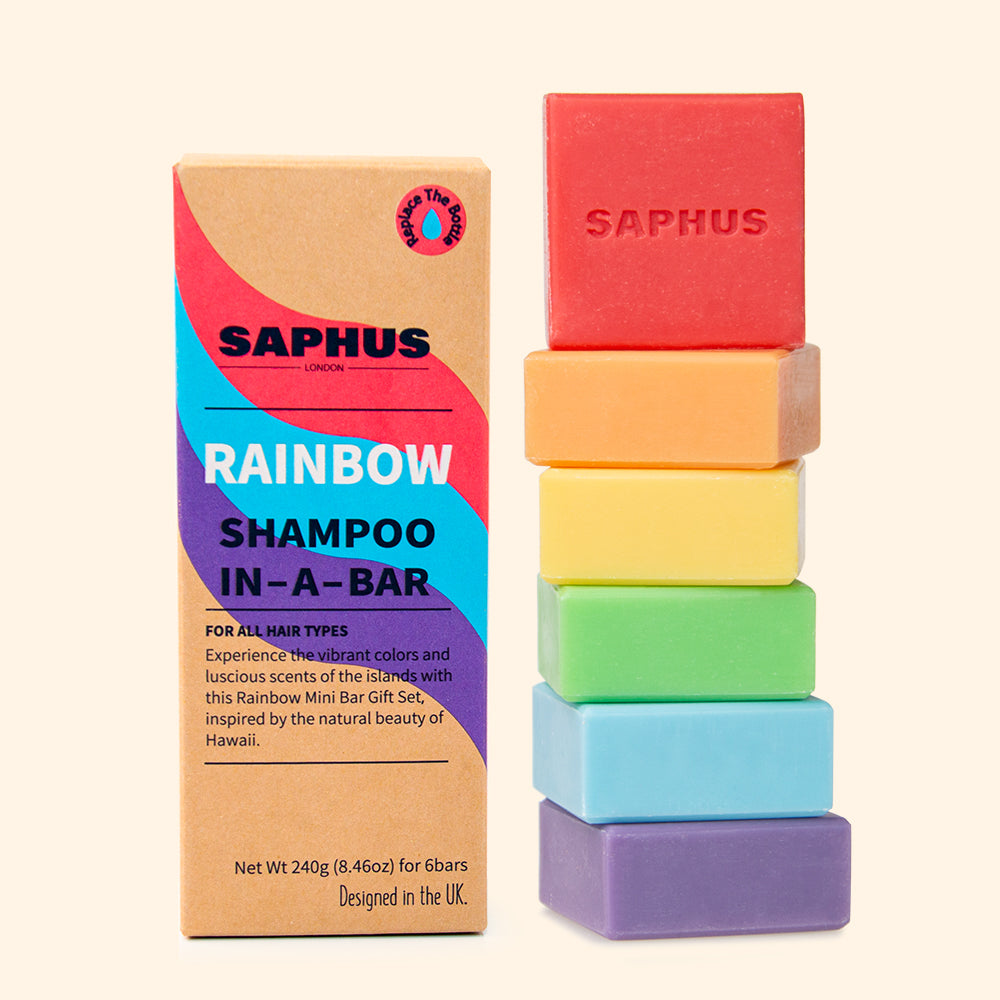 SAPHUS pH-Balanced Shampoo Bar 6-Pack, Soap-Free & Sulfate-Free, Gentle Cleansing for Sensitive Scalp, Assorted Colors & Scents, Vegan & Travel-Friendly