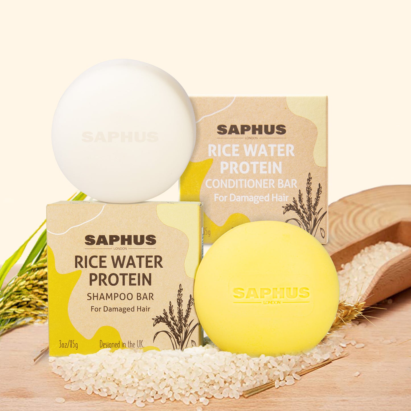 Rice Shampoo Bar and Conditioner Set - Promote Hair Growth & Strengthening Thinning Hair, Paraben Free and Sulfate Free, for Both Men & Women