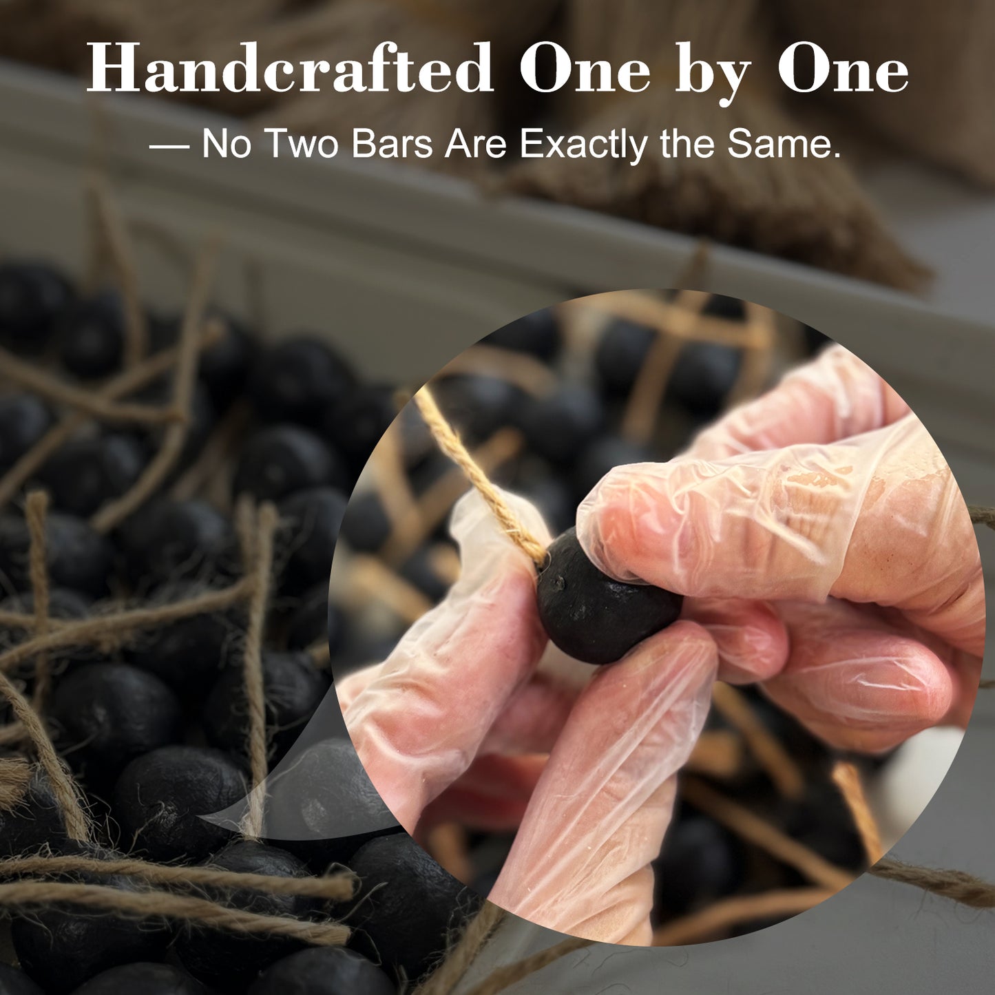 SAPHUS Grape Shaped Soap On Rope, Natural Handmade Soap Bar, Decorative Bath & Body Soap Gift for Women, Packed in Elegant Gift Box, Black