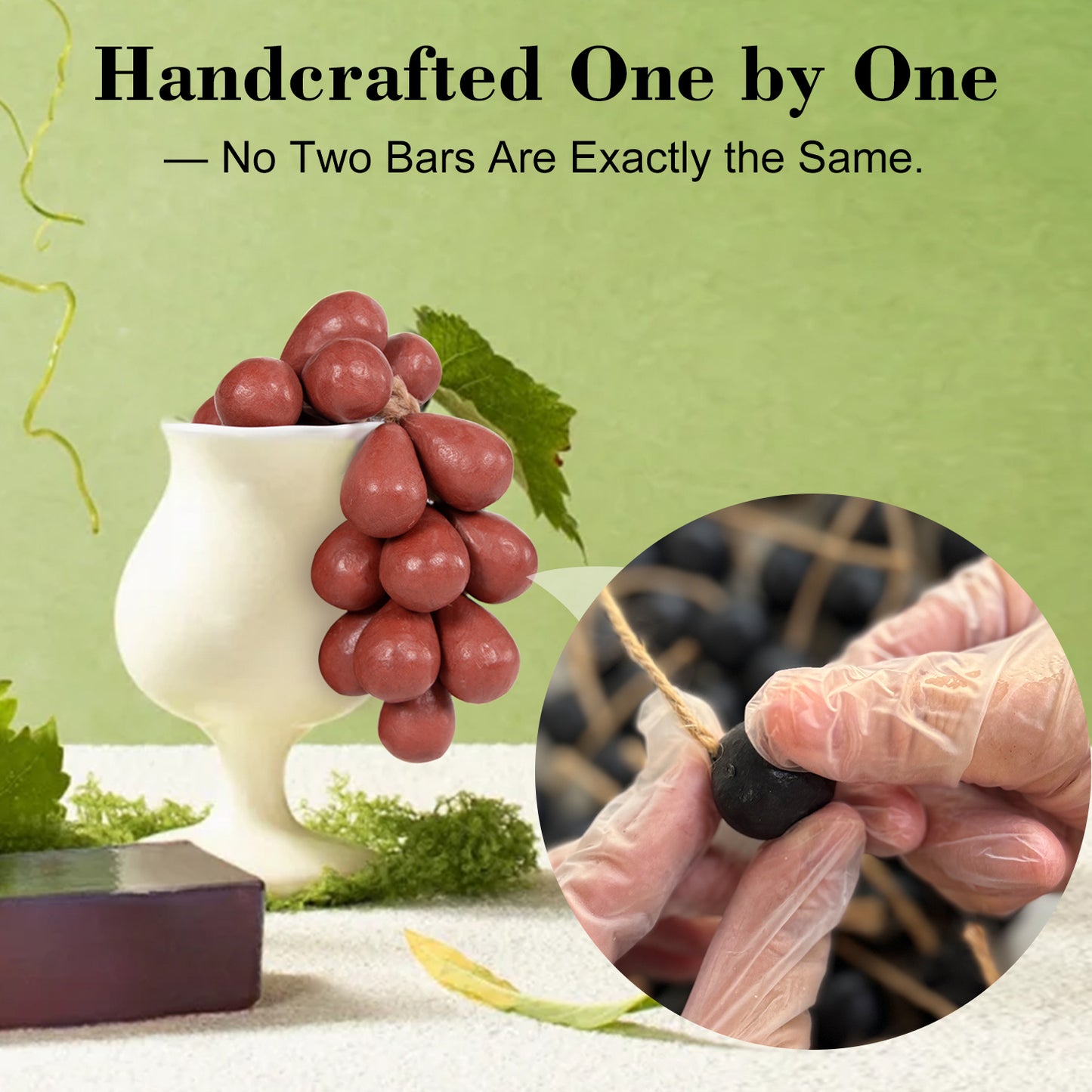 SAPHUS Grape Shaped Soap On Rope, Natural Handmade Soap Bar, Decorative Bath & Body Soap Gift for Women, Packed in Elegant Gift Box, Red
