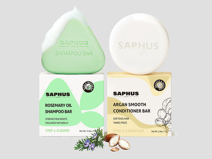 SAPHUS Rosemary Shampoo Bar for Hair Growth & Volumizing | Eco-Friendly Duo