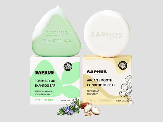 SAPHUS Rosemary Shampoo Bar for Hair Growth & Volumizing | Eco-Friendly Duo