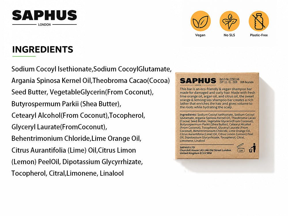 SAPHUS Argan Oil Bar Shampoo and Conditioner Set for Strengthening, Cleansing & Moisturizing Dry & Curly Hair,Travel Size, Zero Waste, 2pc Set