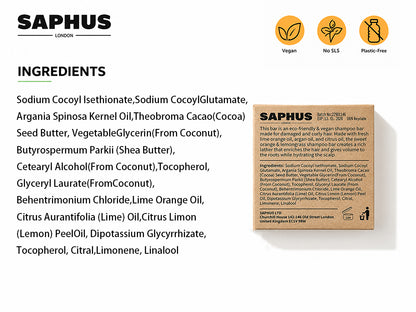 SAPHUS Argan Oil Bar Shampoo and Conditioner Set for Strengthening, Cleansing & Moisturizing Dry & Curly Hair,Travel Size, Zero Waste, 2pc Set