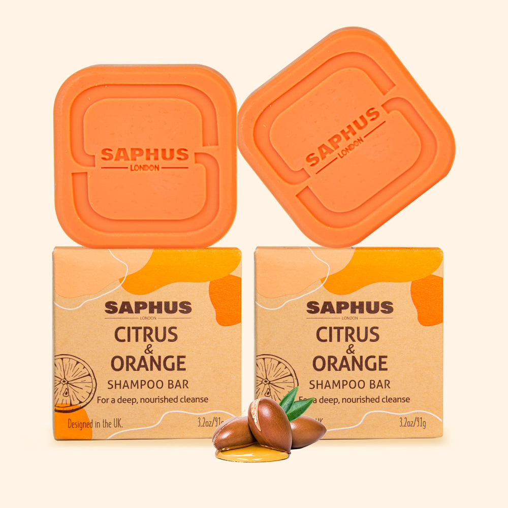 SAPHUS Argan Oil Shampoo Bar for Dry Curly Hair - Strengthening & Moisturizing Hair Care, Vegan, Sulfate-Free, Cruelty-Free, 2 Pack