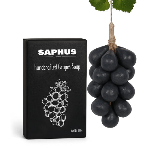 SAPHUS Grape Shaped Soap On Rope, Natural Handmade Soap Bar, Decorative Bath & Body Soap Gift for Women, Packed in Elegant Gift Box, Black