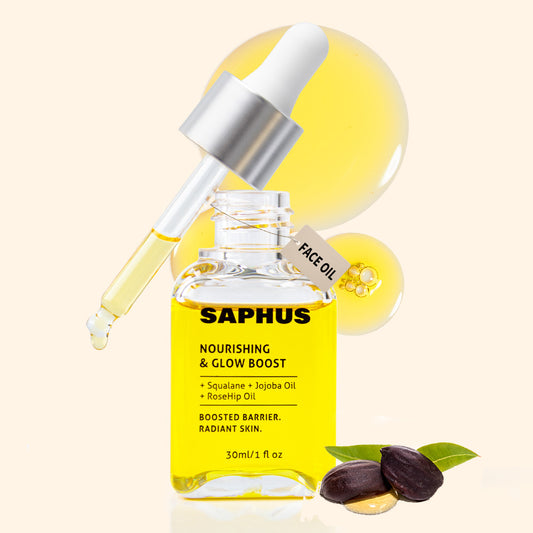 SAPHUS Lightweight Face Oil Serum with Squalane, Jojoba & Rosehip – Non-Greasy, Fast-Absorbing Formula for Dry/Sensitive Skin – Vegan, Fragrance-Free, Under Makeup Use