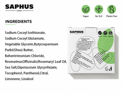 SAPHUS Rosemary Shampoo Bar for Hair Growth & Volumizing | Eco-Friendly Duo