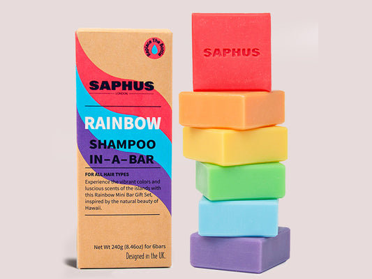 SAPHUS pH-Balanced Shampoo Bar 6-Pack, Soap-Free & Sulfate-Free, Gentle Cleansing for Sensitive Scalp, Assorted Colors & Scents, Vegan & Travel-Friendly