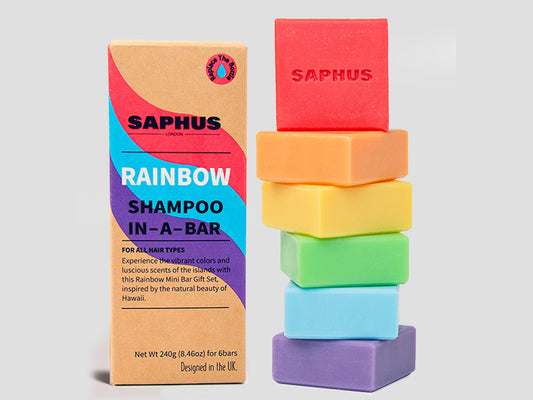 SAPHUS pH-Balanced Shampoo Bar 6-Pack, Soap-Free & Sulfate-Free, Gentle Cleansing for Sensitive Scalp, Assorted Colors & Scents, Vegan & Travel-Friendly