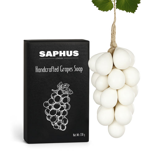 SAPHUS Grape Shaped Soap On Rope, Natural Handmade Soap Bar, Decorative Bath & Body Soap Gift for Women, Packed in Elegant Gift Box, White